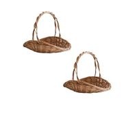 2 Pièces Panier Pique Nique Petit Panier Osier Enfant avec Anse, 25x30 cm Panier Picnic en Fleurs pour Pâques, Bonbons, Rangement de Jouets de Fruits et Légumes (04-25x30cm)
