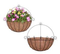 2 Pièces Panier Suspendu Rond avec Doublure, Panier Suspendu en Métal De Jardinière Murale Demi-Cercle pour Pot De Fleur De Jardin Conteneurs De Légumes