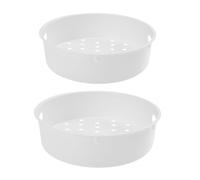 2 Pièces Panier Vapeur Blanc Multifonction en Plastique | Compatible 3 L et 5 L, Usage Domestique, pour Fruits de Mer et Poisson, Panier Lisse Poignée