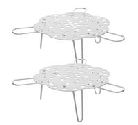 2 Pièces Panier Vapeur en Acier Inoxydable Pliable | Support de Cuisson Argenté, Structure Extensible et Pliable, Surface Lisse, pour Légumes et Œufs