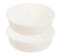 2 Pièces Panier Vapeur Rond en Plastique PP Blanc pour Cuisson | Bords Lisses, Trous Ronds Répartis Uniformément, Nettoyage Facile, Cuisson Homogène, la Cuisine Maison