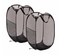 2 Pièces Paniers à Linge Pop-Up Solides en Mesh avec Poche Latérale - Parfait pour Salle de Bains, Chambre d'Enfant, Résidence Étudiante ou Voyage. Range-Pliable Idéal pour Vêtements.
