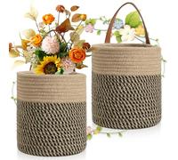 2 Pièces Paniers Muraux À Suspendre, Paquet Paniers Suspendus Corde, Corde Coton Panier À Plantes, Panier De Rangement Coton Et Lin, Panier De Rangement Pour Mur, Porte, Organisateur Pour Chambre