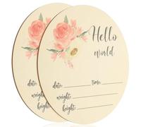 2 Pièces Panneau D’annonce de Naissance Bébé Rond en Bois 15 CM | Nom du -né Gravé, Accessoire Photo Décoratif, Finition Délicate, Style Rond, Présent de Bienvenue