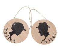 2 Pièces Panneau de Toilettes en Bois Style Américain | Identification Claire des Sanitaires, Finition Lisse et Bords Doux, Usage Robuste pour Porte ou Surface Lisse