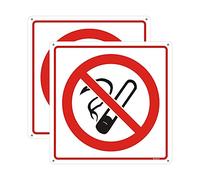 2 pièces Panneau d'interdiction de fumer, aluminium 0,4 sans rouille, panneau de résistance à la décoloration, 200 x 200 mm