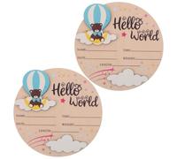 2 Pièces Panneau Souvenir Naissance Rond en Bois Bleu | Décor Shower, Usage Hôpital et Premier Jour, Suivi Mensuel, pour Nourrisson et Tout-petit