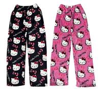 2 Pièces Pantalon Pyjama Femme Flanelle,Bas De Pyjama Femme Polaire Chaud et Doux Confort Cartoon Chat Anime Imprimé Kawaii Y2K Maison Lounge Pantalons pour Halloween,Noël