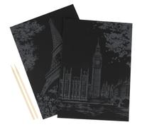 2 Pièces Papier à Gratter Noir DIY Paysage Créatif | Format Carte, Matériaux Bambou et Papier, Bâton de Grattage, à Encadrer ou Accrocher au Mur