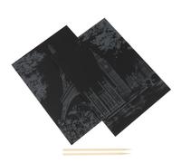 2 Pièces Papier à Gratter pour Garçon et Filles Noir | Bambou et Papier, Bâton de Grattage Inclus, Usage Familial, Peut Servir de Cadre Mural