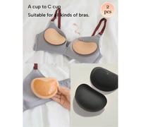 2 pièces/paquet Coussinets de soutien-gorge adhésifs en forme de cœur en éponge pour femmes, cache-tétons invisibles pour bikini, robe, etc. Taille UniqueBlocs de couleurDacron et Élasthanne