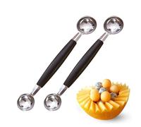 2 Pièces Paquet de Cuillère À Boule de Melon À Fruits Double Face, 18 cm Cuillère Parisienne de Melon 2 en 1 Cuillère À Boule en Acier Inoxydable