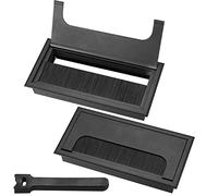 2 Pieces Passe Cables Encastrables Bureau, Sortie de Câble pour Encastrer sur Table de Bureau, Organisateur de Cables, avec Joint Brosse, 10 Pieces Serre-câbles (Noir, 160x80mm)