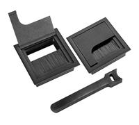 2 Pieces Passe Cables Encastrables Bureau, Sortie de Câble pour Encastrer sur Table de Bureau, Organisateur de Cables, avec Joint Brosse, 10 Pieces Serre-câbles (Noir, 80x80mm)