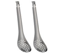 2 Pièces Passoire à Caviar, Cuillère Fine Cuisine | Finition Polie Miroir, 56 Trous, Manche Long Ergonomique, Usage Bar et Buffet, Fruits et Olives
