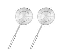 2 Pièces Passoire à Frire Inox à Fentes Manche Long | Maille Fine, Poignée Perforée Trou Suspendre, Protection Thermique, Maison, Restaurant et Cuisson au Wok