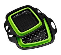 2 Pièces Passoire Cuisine Pliable avec Poignée, Égouttoir Compact en Silicone et PP, Panier à Laver Fruits et Légumes, Pour Camping et Cuisine Quotidienne