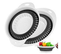 2 Pièces Passoire Cuisine Pliable en Silicone, Egouttoir Pates, Passoire Retractable, Panier Filtre avec Poignées pour Cuisine Domestique Pâtes Fruits Légumes