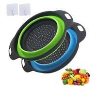 2 Pièces Passoire Pliable Silicone, Colander Set, Portable Panier de Fruits, Économisez de l'espace de Cuisine, Facile à Nettoyer(28.5CM)