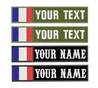 2 Pièces Patch de nom personnalisé, Personnalisé moral militaire broderie nom Tag, drapeau français patch avec crochet et boucle Tactical name patch pour veste gilet sac à dos