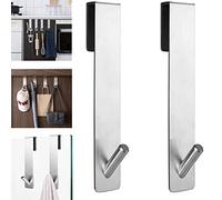 2 Pièces Patère de Porte Crochets de Porte Sur les Crochets de Porte en Acier Inoxydable Crochets de Porte à Suspendre Avec Intérieur Antidérapant pour Cuisine Chambre Armoire Salle de Bain etc.