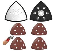 2 pièces Patin Ponceuse Triangulaire, Plaques de Ponçage Triangulaires, 93 mm Plateau de Ponçage, avec 20 Feuilles de Triangles de Ponçage P320 to P800, pour bois, plastique dur, métal dérouillage