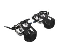 2 Pièces Pédales de Vélo D’Appartement, Plateforme Large Noire | Alliage D’aluminium et PP, Axes en Alliage, Cales et Sangles, pour Débutants et Seniors