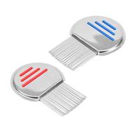 2 Pièces Peigne à Dents en Acier Inoxydable,Poux extra fin en acier inoxydable,Peigne Anti Poux et Lentes(Rouge et bleu)