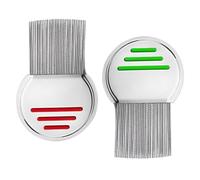 2 Pièces Peigne à Dents en Acier Inoxydable,Poux extra fin en acier inoxydable,Peigne Anti Poux et Lentes(Rouge et vert)