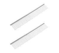 2 Pièces Peigne à Pompons pour Chiens en Acier Inoxydable, Argenté | Bords Arrondis, Adapté aux Nœuds Poils Lâches, Usage Toilettage Animalier, Finition Argentée