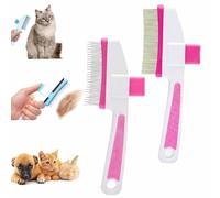 2 pièces Peigne autonettoyant pour animaux de compagnie,Peigne anti-puces pour chat et chien,Brosses de Toilettage pour Chats avec Bouton de Déverrouillage,enlever les poils d'animaux (Rose * 2)