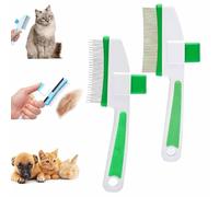 2 pièces Peigne autonettoyant pour animaux de compagnie,Peigne anti-puces pour chat et chien,Brosses de Toilettage pour Chats avec Bouton de Déverrouillage,enlever les poils d'animaux (Vert*2)