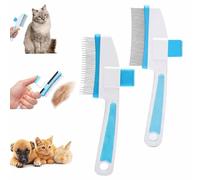 2 pièces Peigne autonettoyant pour animaux de compagnie,Peigne anti-puces pour chat et chien,Brosses de Toilettage pour Chats avec Bouton de Déverrouillage,enlever les poils d'animaux (Bleu * 2)