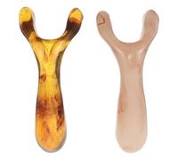2 Pièces Peigne de Massage à Double Fourche, en Résine Beige | Stimulation des Points D’acupression, Massage Profond du Cuir Chevelu, Usage Maison, Toucher Lisse