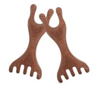2 Pièces Peigne de Massage en Bois, Griffe à Cinq Points | Cuir Chevelu, Épaules et Nuque, Dents Arrondies, Prise Ergonomique, Grain, Kaki