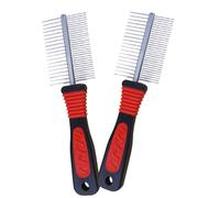 2 Pièces Peigne de Toilettage Double Rangée, Acier Inoxydable | Démêlage des Zones Fines et Épaisses, Entretien Après Promenade et Bain, pour Maîtres et Toiletteurs