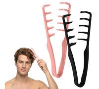 2 Pièces Peigne Dent Large Texture - Peigne Cheveux À Texture, Outil Volumateur Les Racines pour Homme & Femme, Accessoire Peignes Coiffants Cheveux pour Frange et Cheveux Bouclés Noir et Rose
