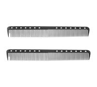 2 Pièces Peigne en Plastique Noir à Dents Fines et Larges | Double Embout, Poignée Intégrée, Trous de Mesure, pour Salon, Cheveux Mouillés et Nœuds