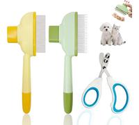 2 Pièces Peigne pour Chats, Coupe Griffes Chat, Peigne Anti Puces Avec Bouton de DéVerrouillage, Brosse Anti Poils Animaux pour Compagnie Poil Court Et Poil Long, Nettoyage Rapide Des Poils Errants
