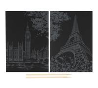 2 Pièces Peinture à Gratter Créative Diy, Lot Carte Souvenir | Papier à Gratter, Design Carte Souvenir, sans Odeur, Résistant, Bâton de Grattage, Cadre Mural
