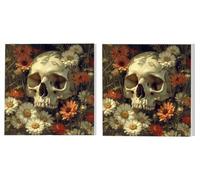 2 Pièces Peinture Numero Adulte, Fleur De ChrysanthèMe De CrâNe, DIY Peinture par Numéros Kits, Avec Acrylique Pigment et Pinceaux, pour Décoration Murs Maison, Cadeaux D'anniversaire 40x40cm L4DY-420