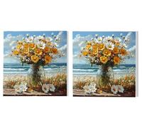 2 Pièces Peinture Numero Adulte, Mer De ChrysanthèMes, DIY Peinture par Numéros Kits, Avec Acrylique Pigment et Pinceaux, pour Décoration Les Murs de la Maison, Cadeaux D'anniversaire 40x40cm L4DY-390