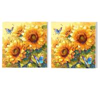 2 Pièces Peinture Numero Adulte, Papillons De Tournesol, DIY Peinture par Numéros Kits, Avec Acrylique Pigment et Pinceaux, pour Décoration Murs Maison, Cadeaux D'anniversaire 30x30cm L4DY-763
