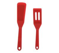 2 Pièces Pelles Cuisine Mini en Silicone Rouge | Lot de Spatules Ajourées, Rangement Suspendu, Usage Sûr sur Poêles Antiadhésives, Format Compact