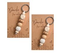 2 Pièces Perles en Bois Porte-Clés avec Carte, Petit Cadeaux de Remerciement Cadeau D'Adieu Cadeaux de Remerciement pour Enseignante, Collègue Petite Amie et Collègue