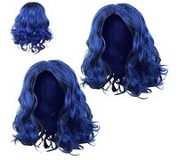 2 Pièces Perruque Bleue Courte - Perruque Bob Ondulée Bresilienne Courte - Perruque Cosplay Anime | Pour Les Femmes Et Les Filles À L'épaule Halloween Cosplay Costume De Fête Perruque