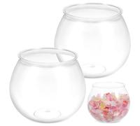 2 Pièces Petit Aquarium Rond en Plastique Transparent pour Table | Vase Décoratif Simple et Élégant, Usage pour Fleurs ou Friandises, Forme Globe Compacte, Fêtes et Bureau