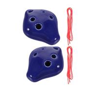 2 Pièces Petit Ocarina en Céramique 6 Trous, Tonalité C, Bleu