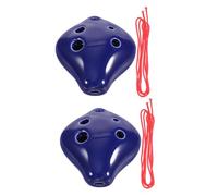 2 Pièces Petit Ocarina en Céramique à 6 Trous en Do, Lanière | Débutant Facile à Jouer, pour Garçon et Filles et Professeurs de Musique, Bleu, Busking, Camping
