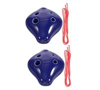 2 Pièces Petit Ocarina en Céramique Bleu à 6 Trous, Tonalité C